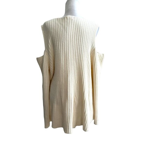 Style & Co Cream Sweater Cold Shoulder Bell Sleeves Ribbed Knit Women's Size 3X - Picture 8 of 9